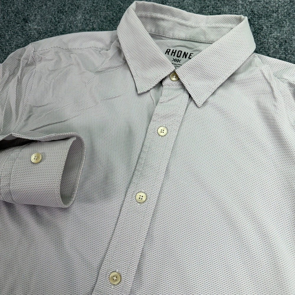 Rhone Shirt Mens Small Micro Print Commuter Performance Stretch‎ Button Up